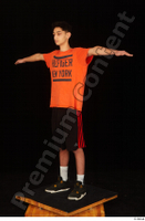  Danior black shorts black sneakers dressed orange t shirt shoes sports standing t poses whole body 0002.jpg